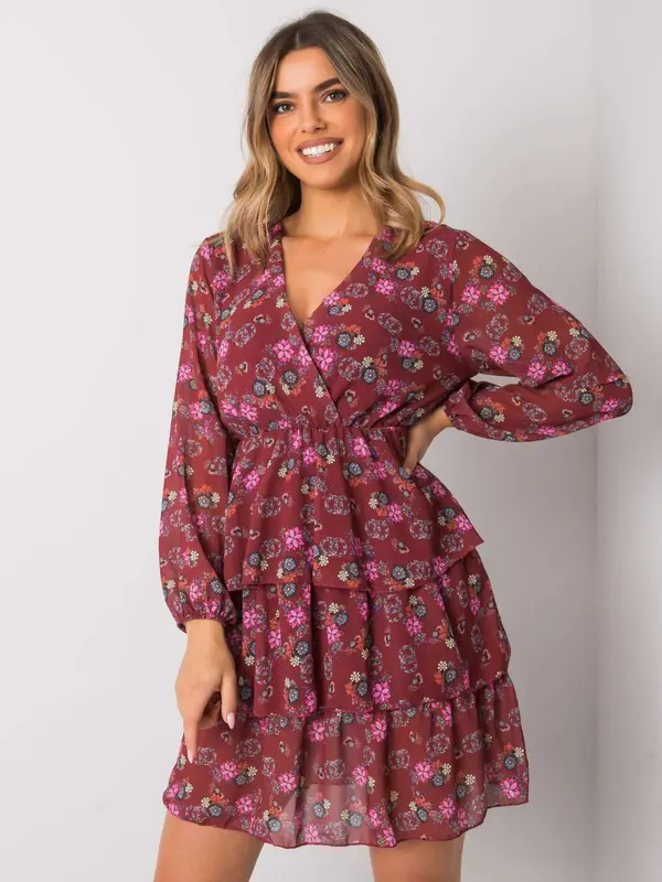 RUE PARIS Dress-WN-SK-21049.38X-burgundy