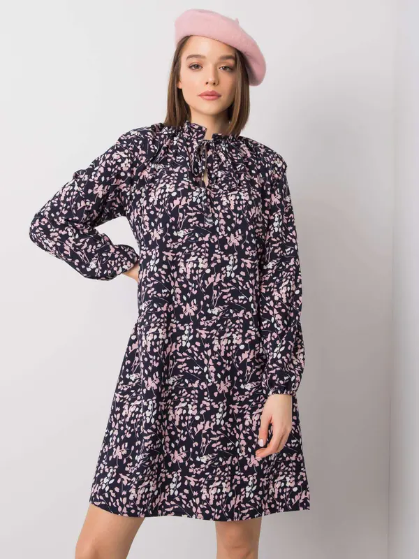 RUE PARIS Dress-WN-SK-R819-1.17-navy blue