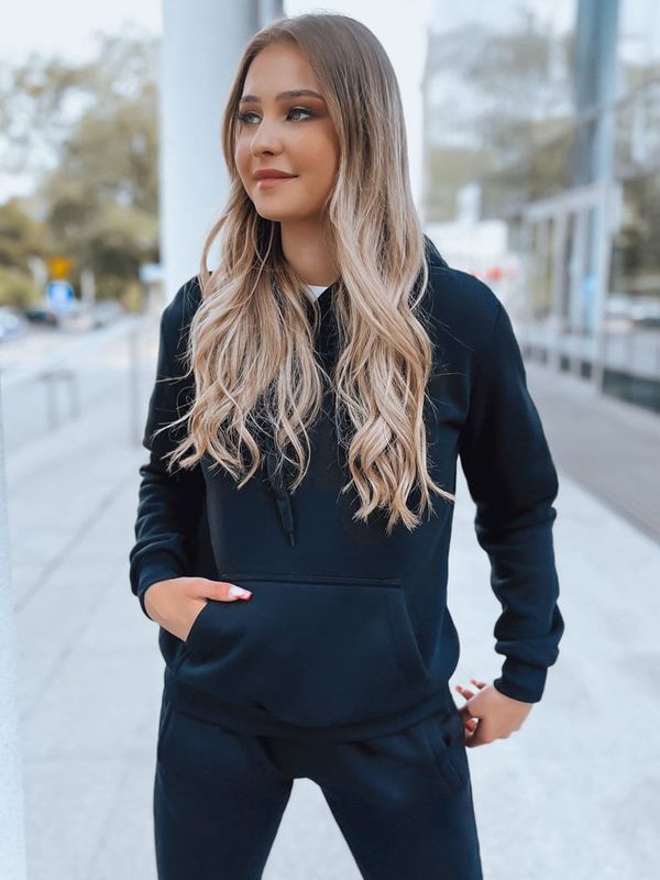 DStreet DStreet Bluza damska BASIC z kapturem granatowa