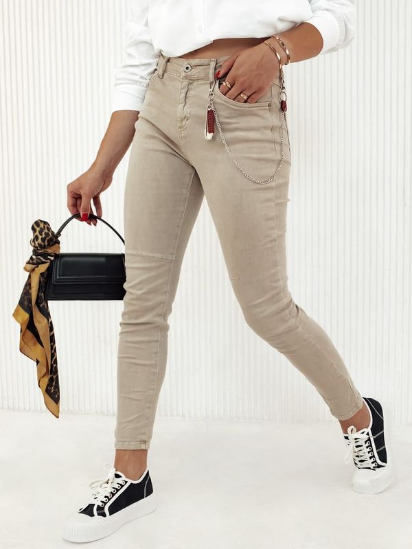 DStreet DStreet Spodnie damskie jeansowe FABIANA beżowe