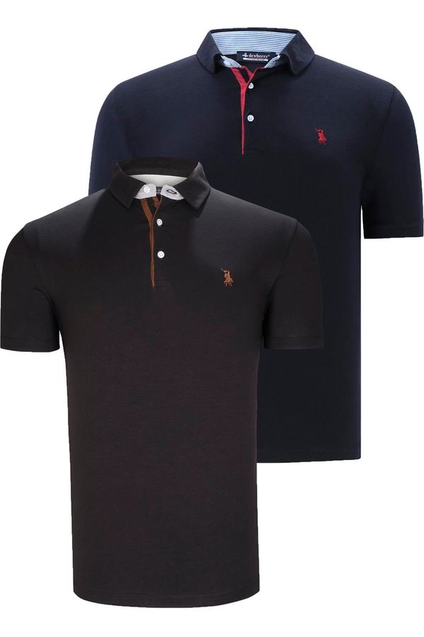 dewberry DUAL SET T8582 DEWBERRY MENS T-SHIRT-BLACK-NAVY BLUE