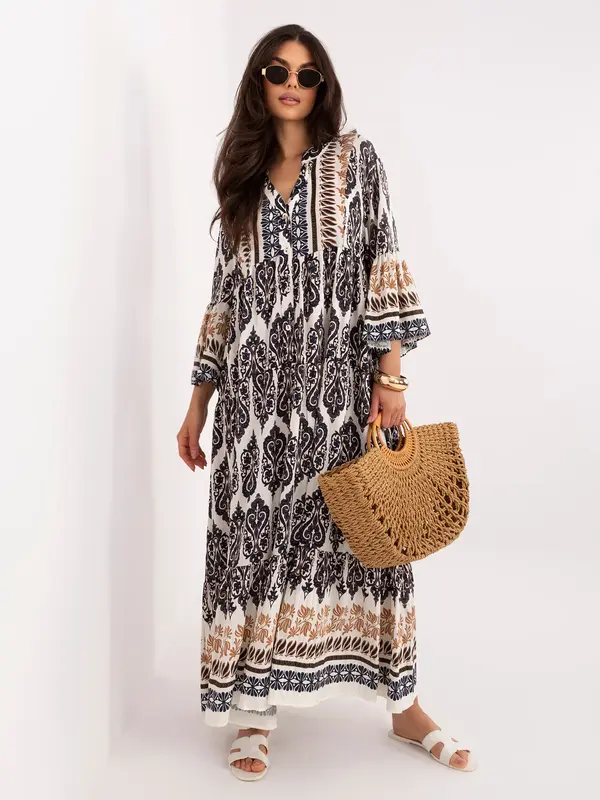 Italy Moda Duga boho haljina, tamnoplava