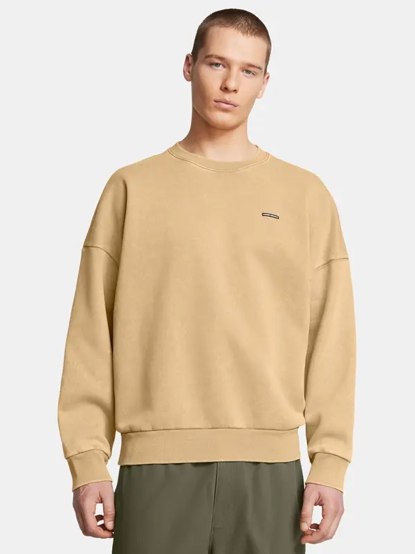 Under Armour Dukserice i džemperi s kapulja - Under Armour M Icon Heavyweight Fleece Wash Oversized Crew Brown Smeđa