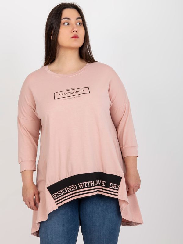 Fashionhunters Dusty pink tunic of larger size with 3/4 sleeves