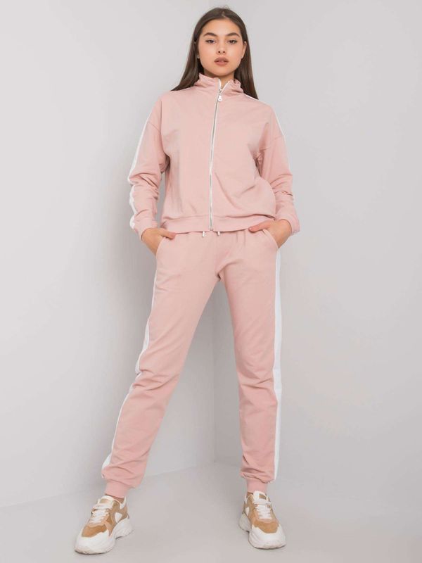 Fashionhunters Dusty pink women's set with stripes Aliana