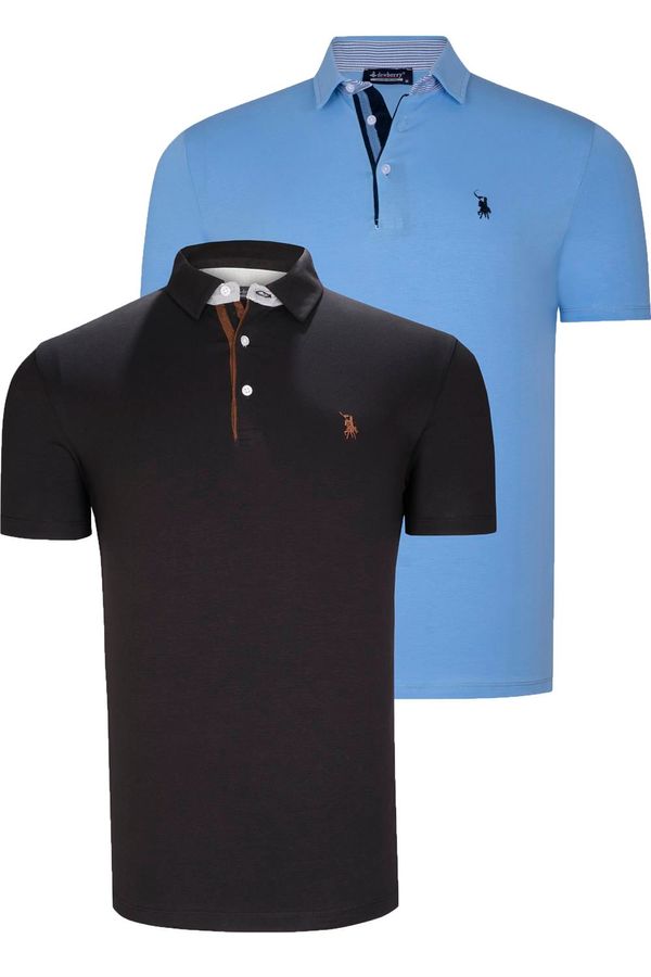 dewberry DVOSTRUKI SET T8582 DEWBERRY MUŠKA MAJICA-CRNO-SVIJETLOPLAVA