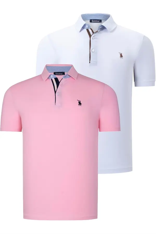 dewberry DVOSTRUKI SET T8582 ROSA MUŠKA MAJICA-BIJELO-RUŽIČASTA
