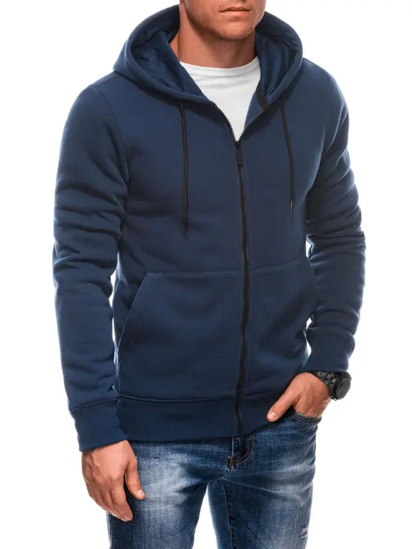 Edoti Edoti BASIC men's unzipped sweatshirt with hood - navy blue