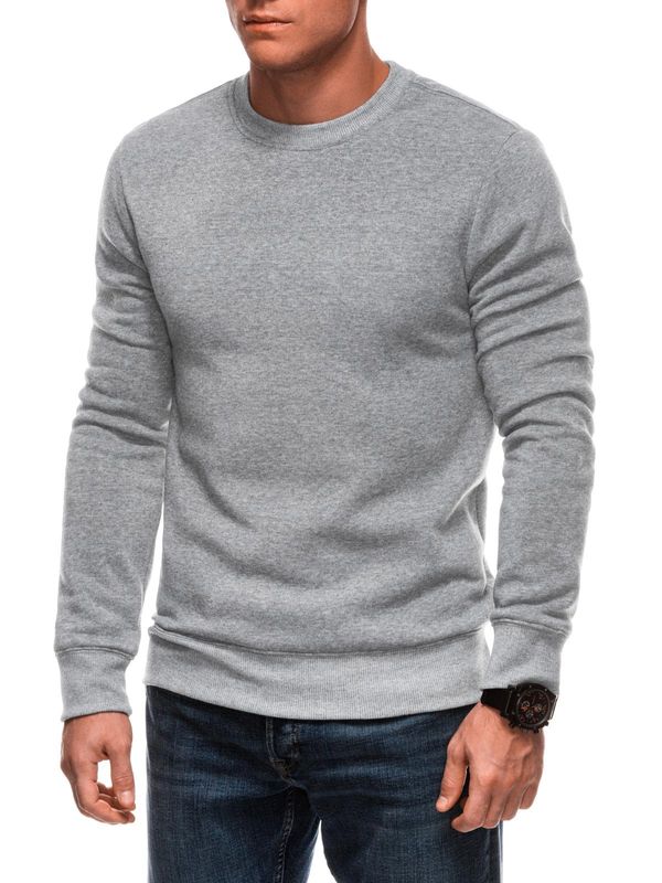 Edoti Edoti Men's solid BASIC round neck sweatshirt - grey melange