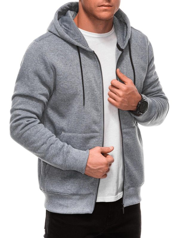 Edoti Edoti Unzipped men's BASIC hooded sweatshirt - grey melange