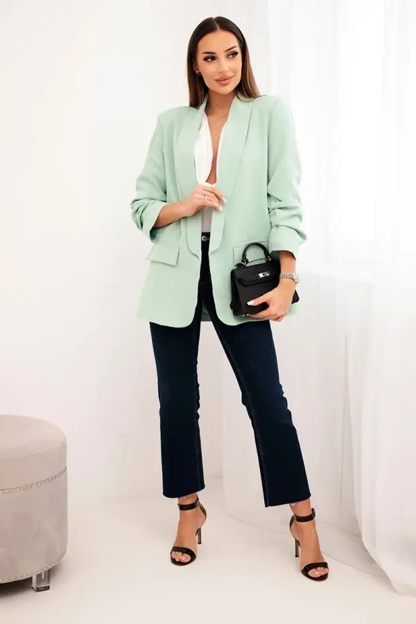 Kesi Włoski Elegant blazer with lapels light mint