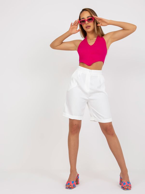 Fashionhunters Elegant white long viscose shorts