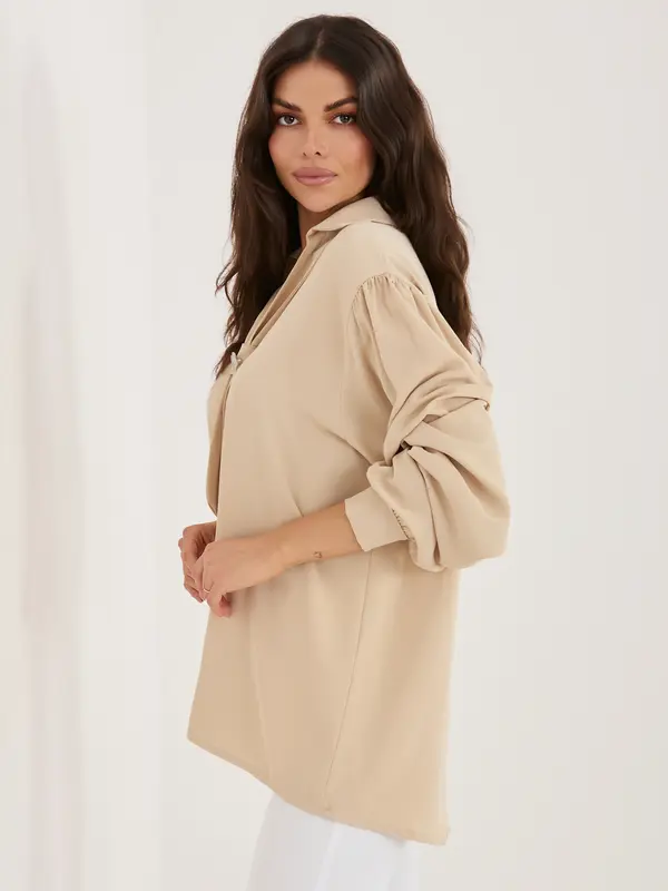 Factory Price Elegantna bež bluza s vezicama