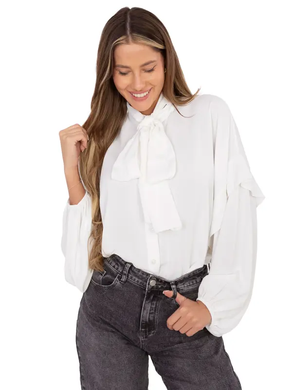 Factory Price Elegantna bijela bluza s vezicama