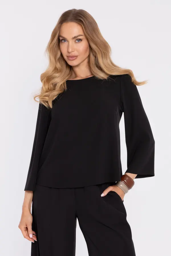 Made Of Emotion Elegantna bluza s širokim rukavima - crna