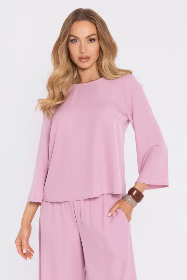Made Of Emotion Elegantna bluza s širokim rukavima - puder