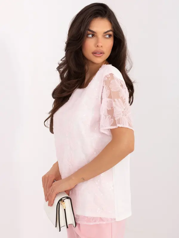LAKERTA Elegantna bluza sa šljokicama, svijetlo ružičasta