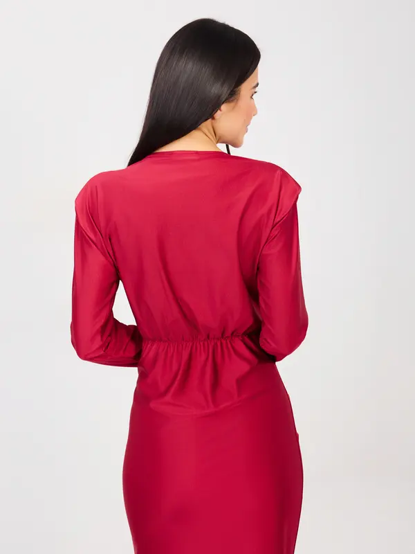 Italy Moda Elegantna crvena haljina s remenom