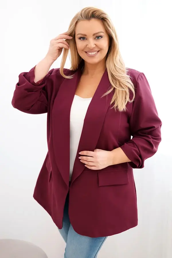 Kesi Włoski Elegantna jakna za žene većih veličina u boji šljive
