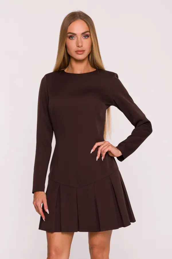 Made Of Emotion Elegantna mini haljina s naborima u smeđoj boji