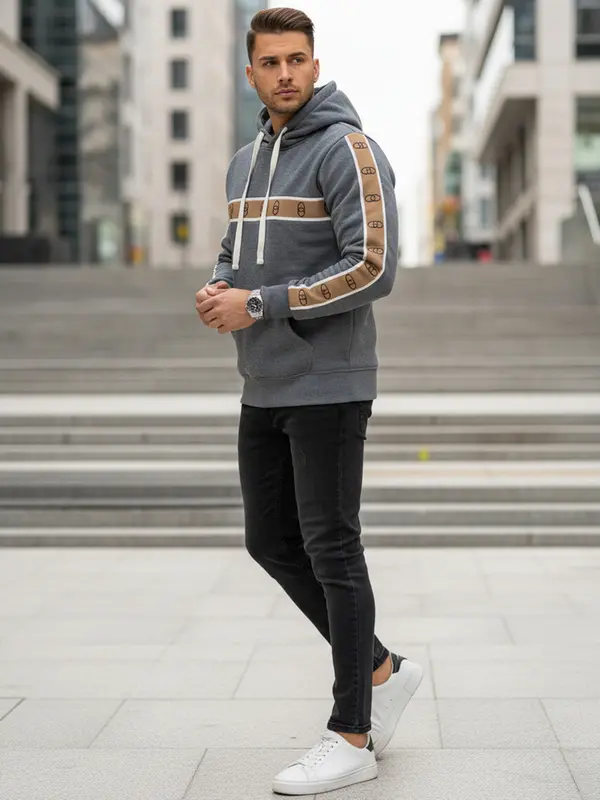 DStreet Elegantna muška majica s kapuljačom