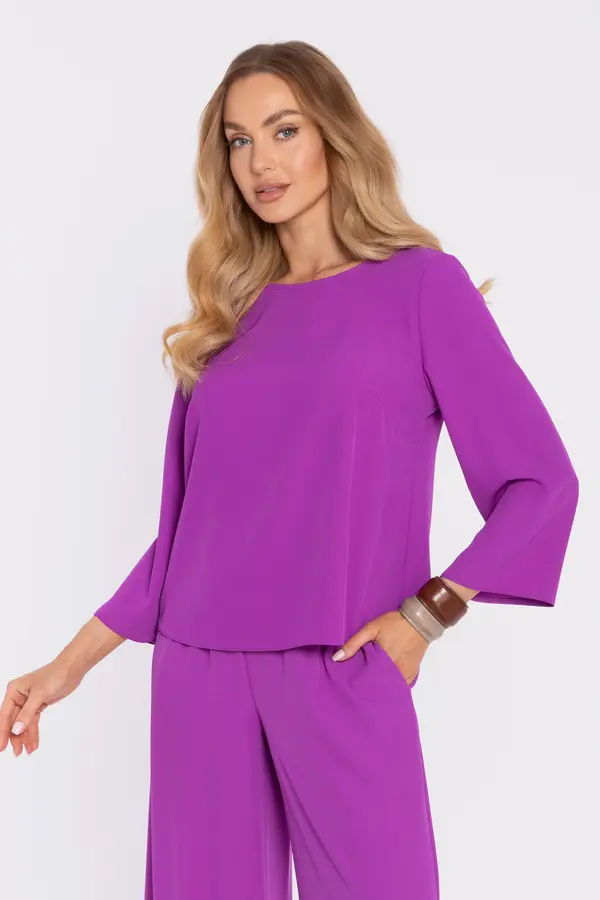 Made Of Emotion Elegantna ženska bluza s širokim rukavima - lavanda