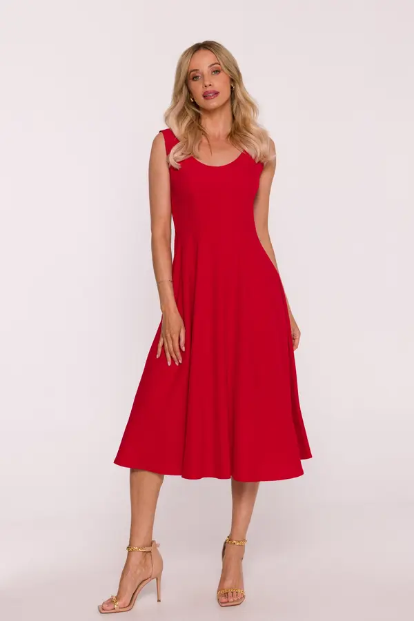 Stylove Elegantna ženska midi haljina bez rukava - crvena