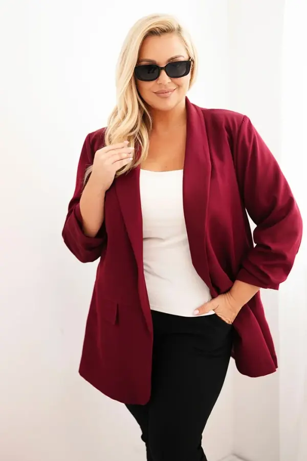 Kesi Włoski Elegantni plus size sako u bordo boji