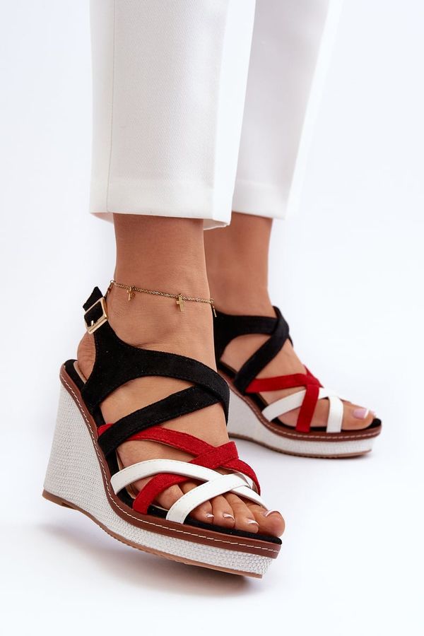 Kesi Ellen Strappy Black Wedge Sandals