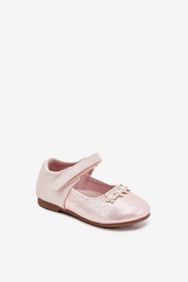 EVENTO EVENTO Children's Ballet Flats With Velcro And Flowers Pink Nikione