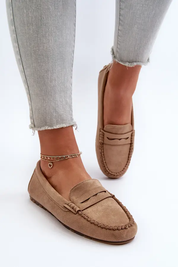 EVENTO EVENTO Classic Women's Suede Moccasins Dark Beige Glimris