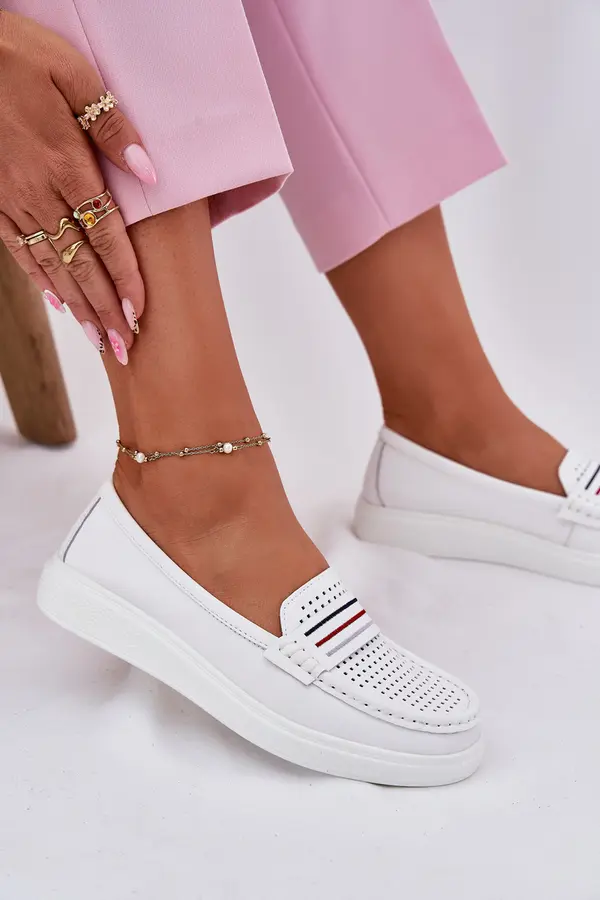 EVENTO EVENTO Ladies Leather Moccasins White Dovema