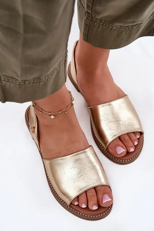 EVENTO EVENTO Ladies Sandals On Flat Heel Eco Leather Golden Dereka