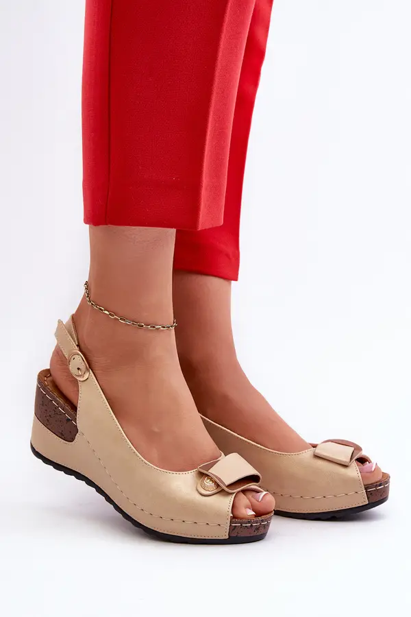 EVENTO EVENTO Women's Lightweight Wedge Sandals Comfort Shoes Beige Efravia