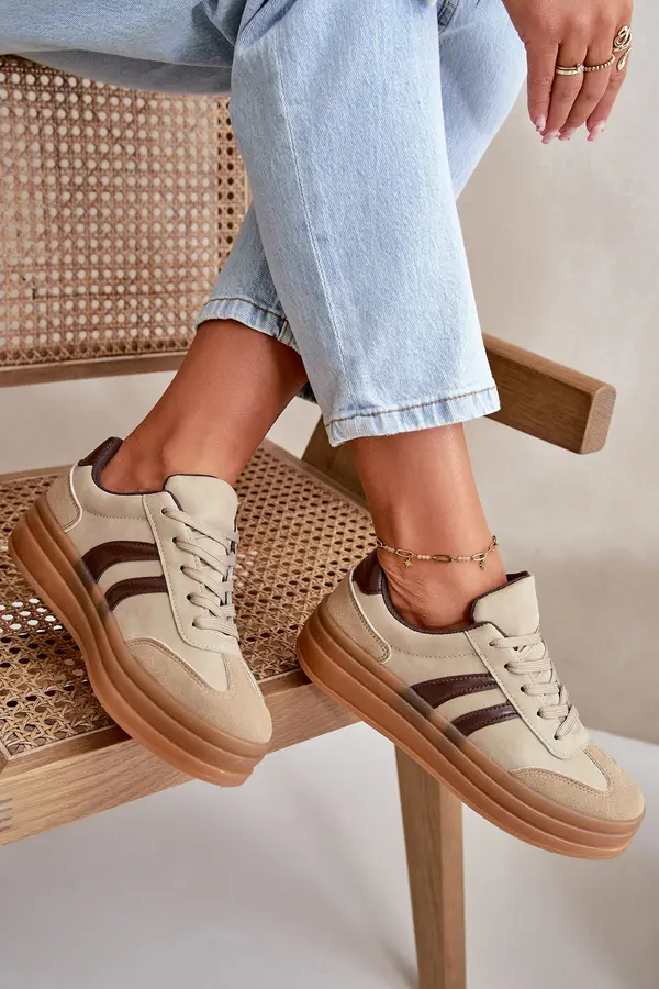 EVENTO EVENTO Women's Platform Sneakers Brown Nesonice
