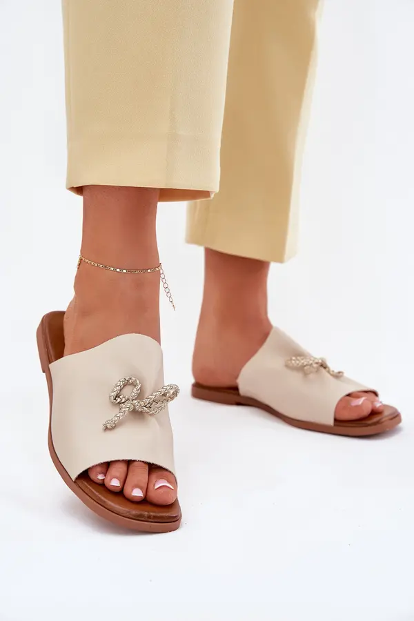 EVENTO EVENTO Women's sandals on a flat heel with decorative tying beige Norela