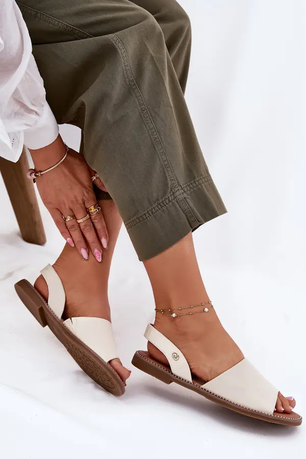 EVENTO EVENTO Women's sandals on flat heel eco leather beige Dereka