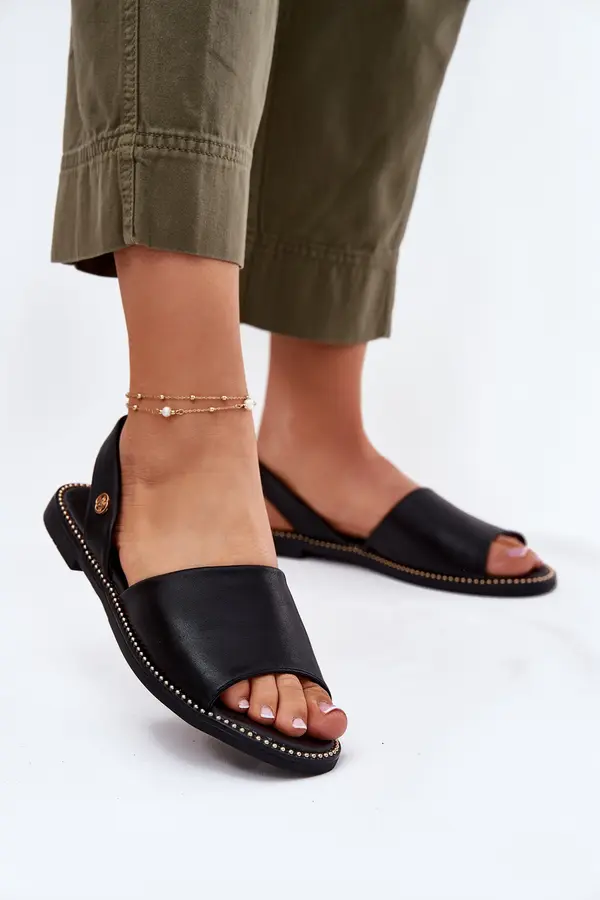Boto EVENTO Women's Sandals On Flat Heel Eco Leather Black Dereka