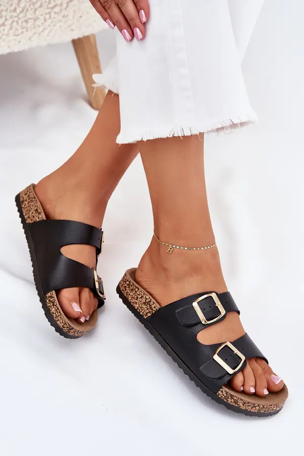 EVENTO EVENTO Women's sandals with buckles made of eco leather black Iskira