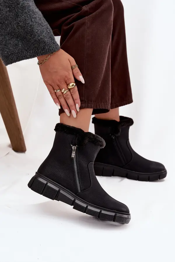 EVENTO EVENTO Women's Snow Boots on Platform with Fur Black Briselle