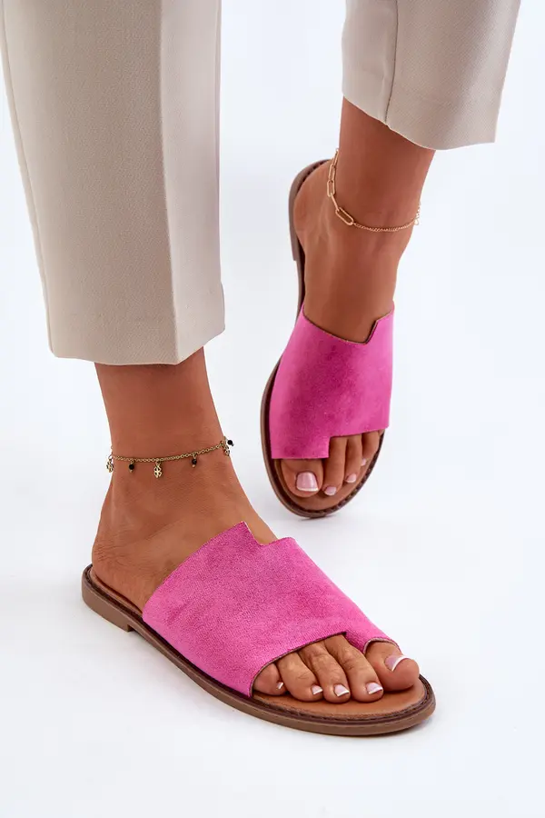 EVENTO EVENTO Women's Suede Flip-Flops Pink Amite