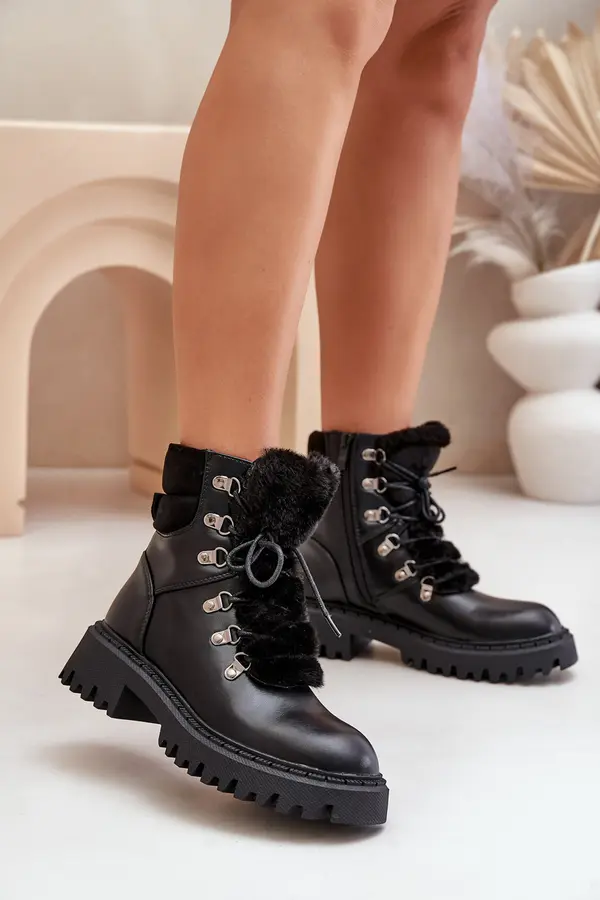 Boto FI1 Warm ankle boots with zipper made of eco leather black Willatta