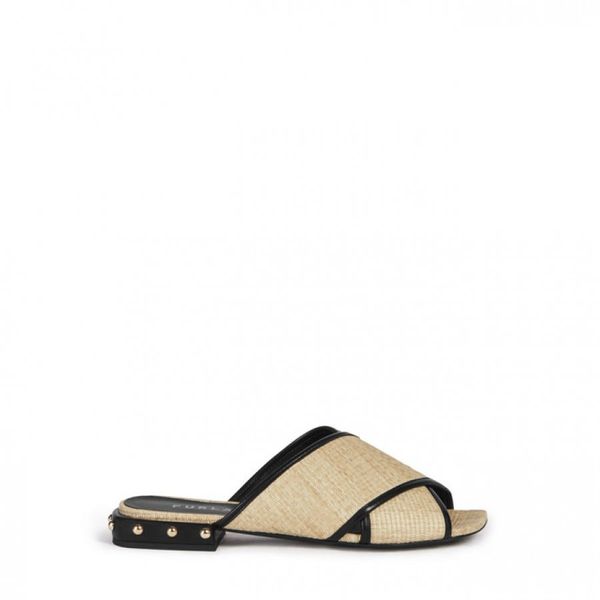 Furla Flip-flops - FURLA CROSS MULE SANDAL T. 20 - TESSUTO RAFIA CHICCO DI RISO+NAPPA+ BORCHIE beige