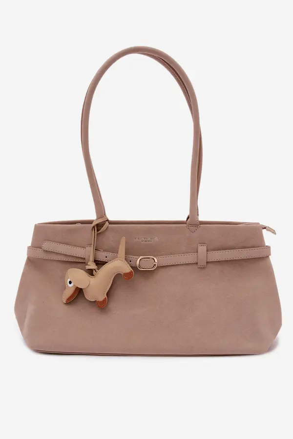 FLORA & CO Flora&amp;Co bež torbica s privjeskom jazavčara