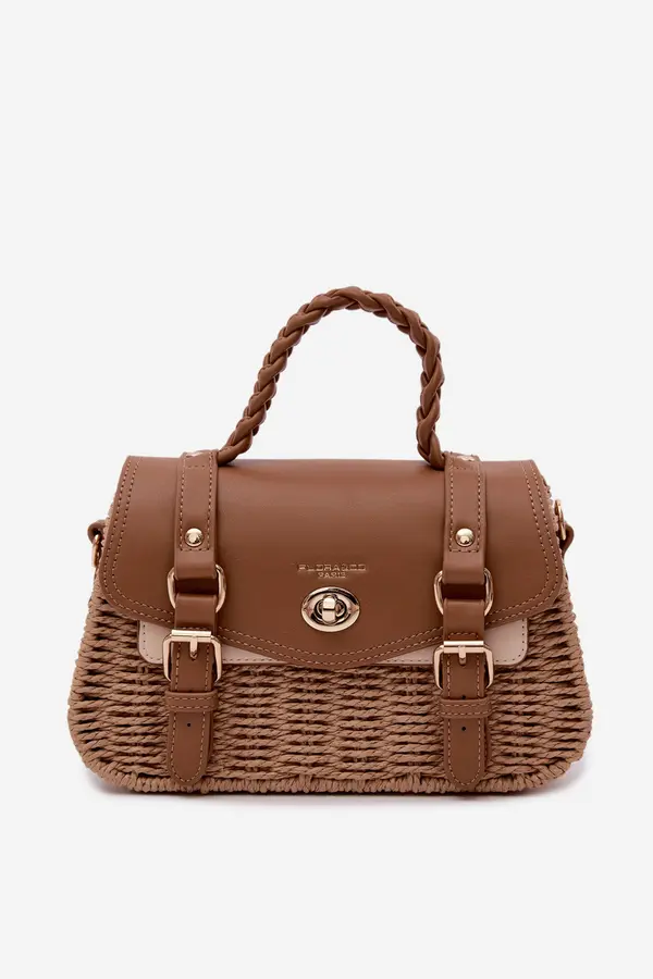 FLORA & CO Flora&amp;Co Mala smeđa torba s pletenim uzorkom