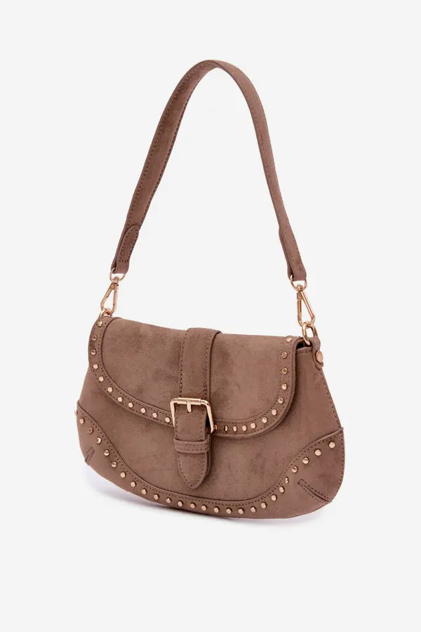 FLORA & CO Flora&amp;Co torbica od eko brušene kože s zakovicama, tamnobež boje