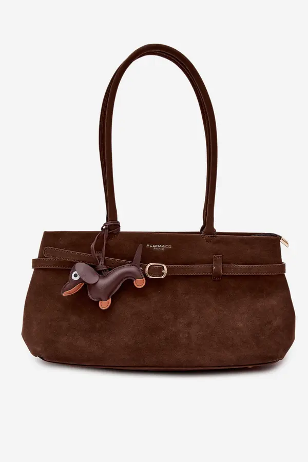FLORA & CO Flora&amp;Co torbica od imitacije brušene kože s privjeskom u obliku jazavčara