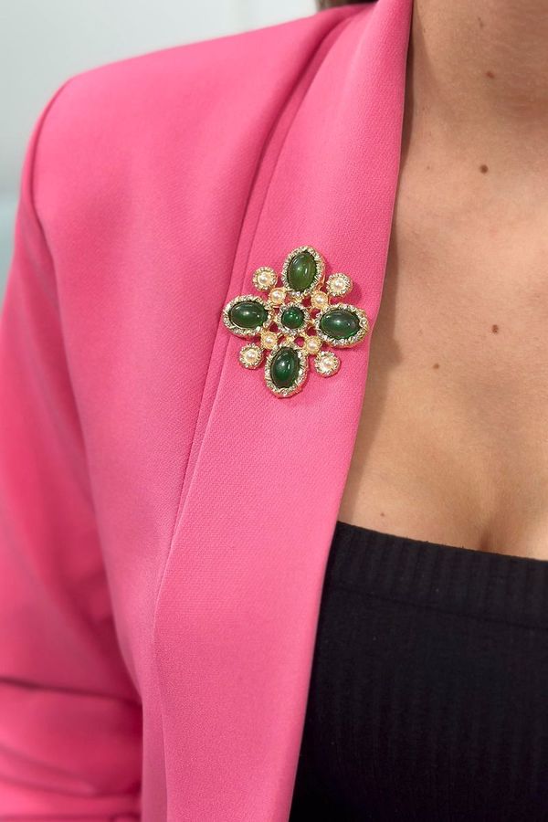 Kesi Floral brooch 2 green