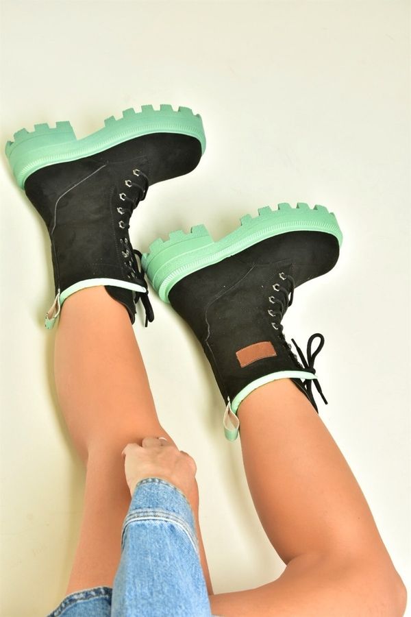 Fox Shoes Fox Shoes Black/green Suede Lace-up Women's Boots