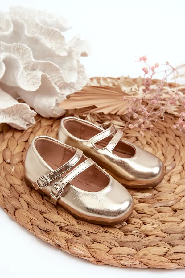 Boto FR1 Children's Ballerina Flats with Gold Stripes Margenis